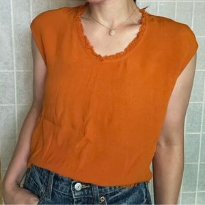 Philosophy Ruffle Orange Tank